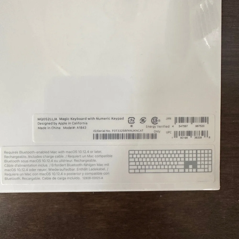 NEW SEALD Apple Magic Keyboard MQ052LL/A Numeric Keypad‎ A1843 White Bluetooth